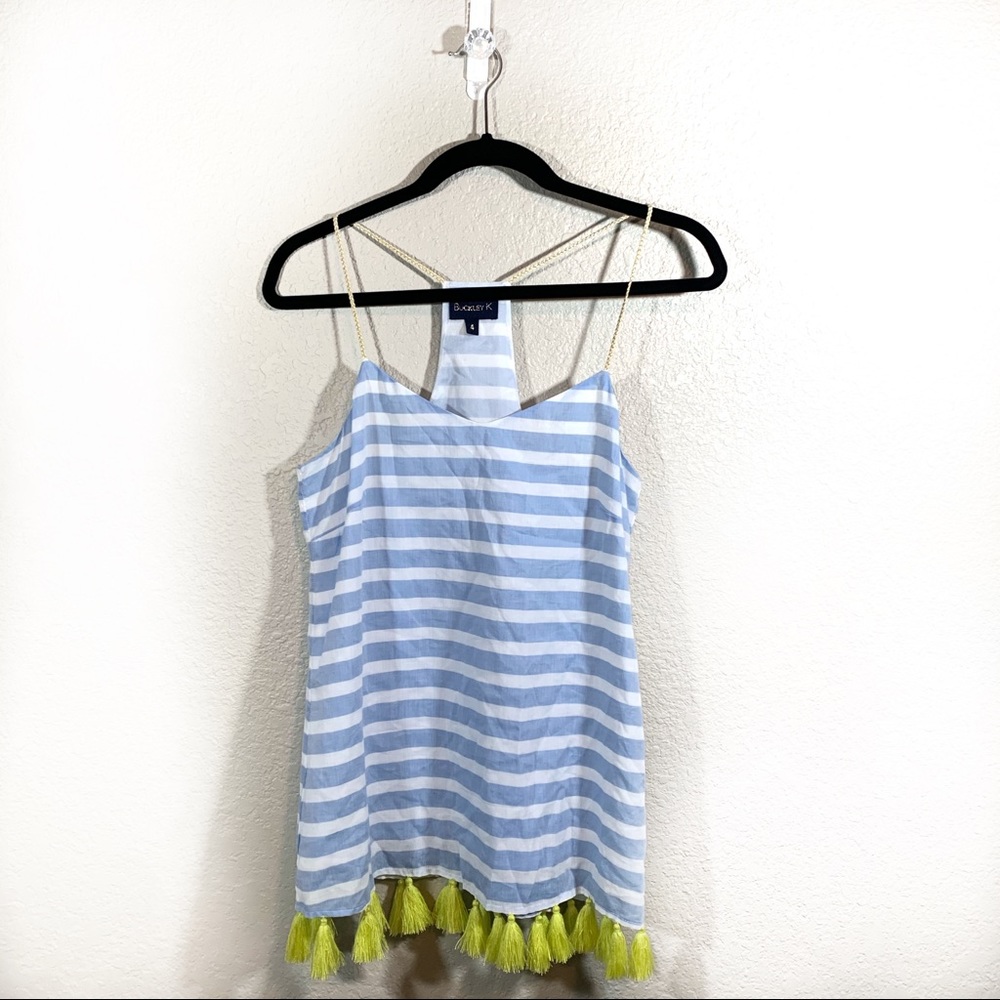 Buckley K Striped Tassel Top Blue White Sm…